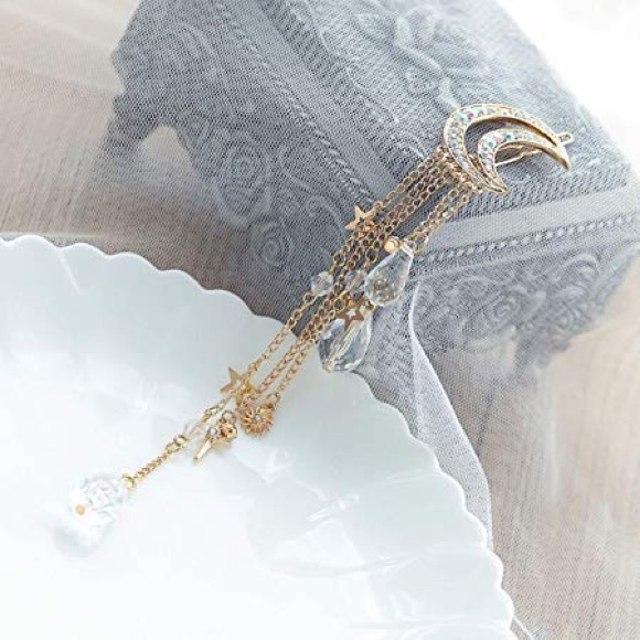 Moon stars crystals hair clips gold silver rose - Picture 15 of 16
